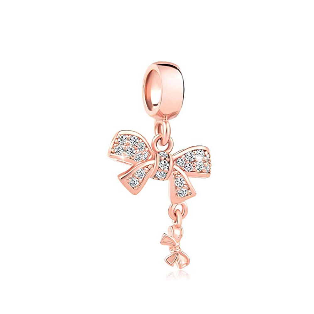 Rose Gold 925 Sterling Silver Sparkling Flower Mum Heart Charm Bead Fit Original Bracelet DIY Jewelry For Women Gift