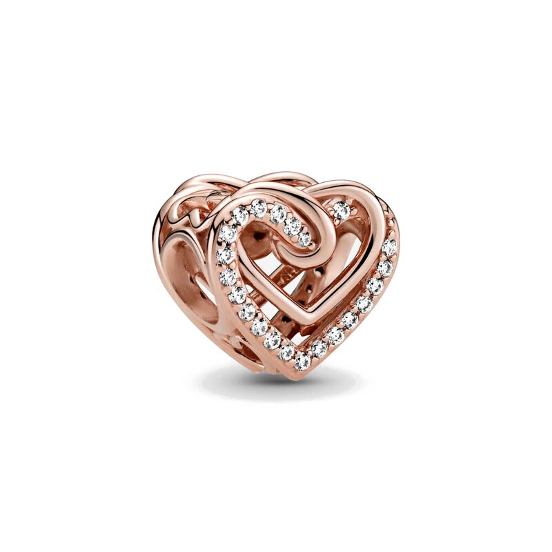 Rose Gold 925 Sterling Silver Sparkling Flower Mum Heart Charm Bead Fit Original Bracelet DIY Jewelry For Women Gift