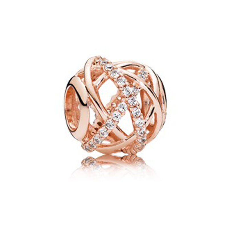 Rose Gold 925 Sterling Silver Sparkling Flower Mum Heart Charm Bead Fit Original Bracelet DIY Jewelry For Women Gift